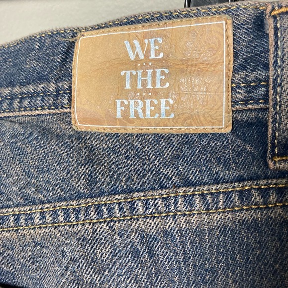 Free people jeans size 28 cropped mid-rise straight leg frayed hem distressed - Picture 5 of 16